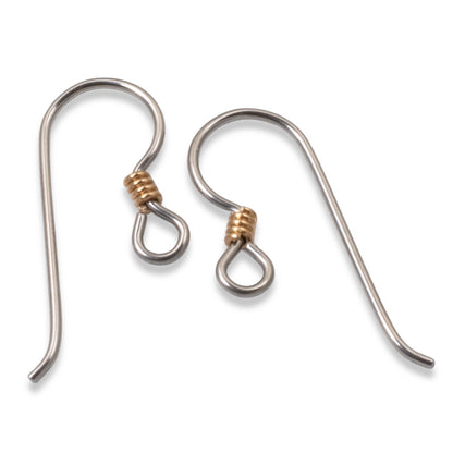 10 Gray Niobium Ear Wires + Copper Coil - Hypoallergenic Earring Hooks