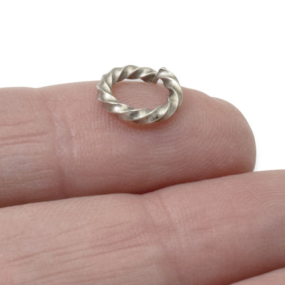 Large Antique Silver Rope Jump Rings: 10-Pack Charm Necklace Connectors
