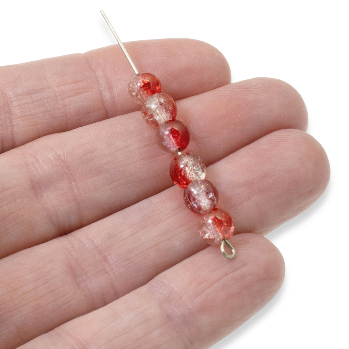 INDIKONB Crackle Glass Beads | 6mm Round Glass Beads for Jewellery INDIKONB Crackle Glass Beads | 6mm Round Glass Beads for Jewellery
