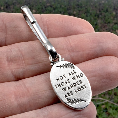 Not All Who Wander Are Lost Zipper Pull: Tolkien Quote Redwood Tree Luggage Tag