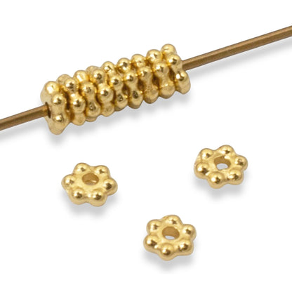 200 Bright Gold 3mm Daisy Spacers: Bulk TierraCast Heishi Beads