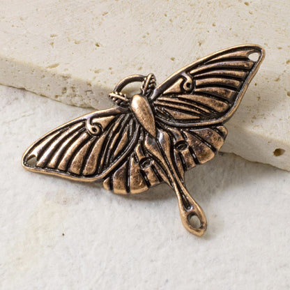 1 Copper Luna Moth Pendant - Nature-Inspired Link for Artful Jewelry-Making