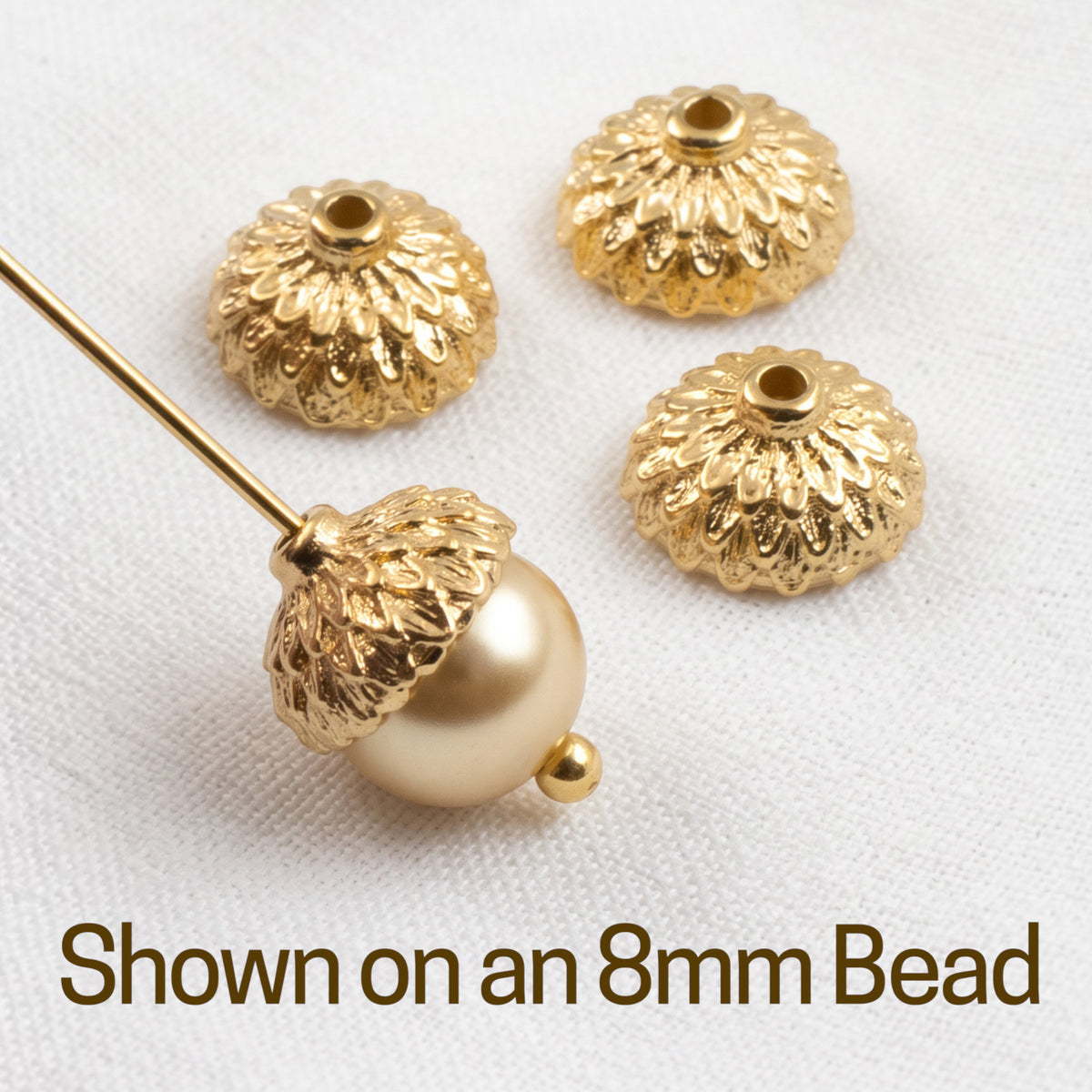 Gold Acorn Bead Caps, 20-Pack 24K Plated Elegant Findings for Jewelry Making