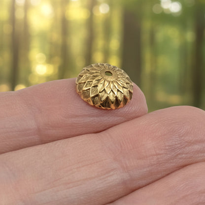 Gold Acorn Bead Caps: Antiqued 4-Pack Fits 12mm Beads Nunn Design Fall Jewelry