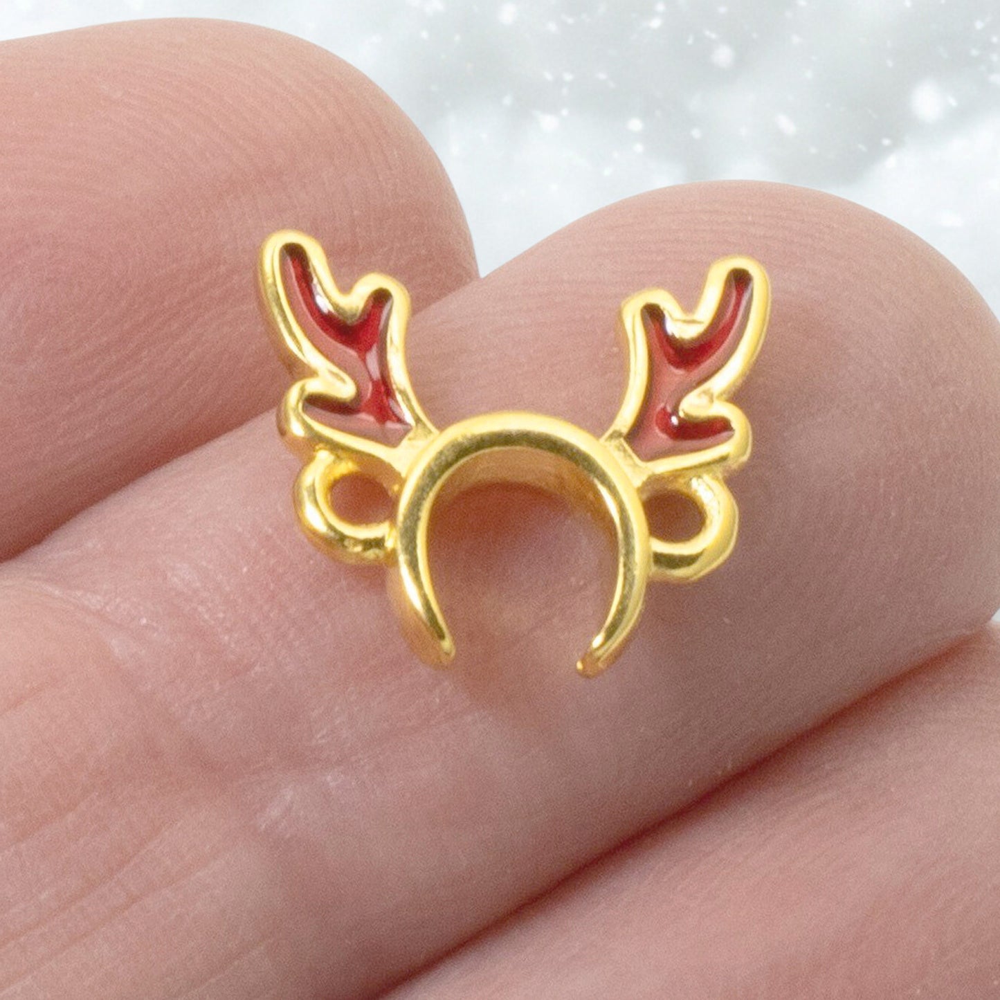 Antler Connector Links 4-Pack, 24k Gold Plated Reindeer Links, Christmas Jewelry Making