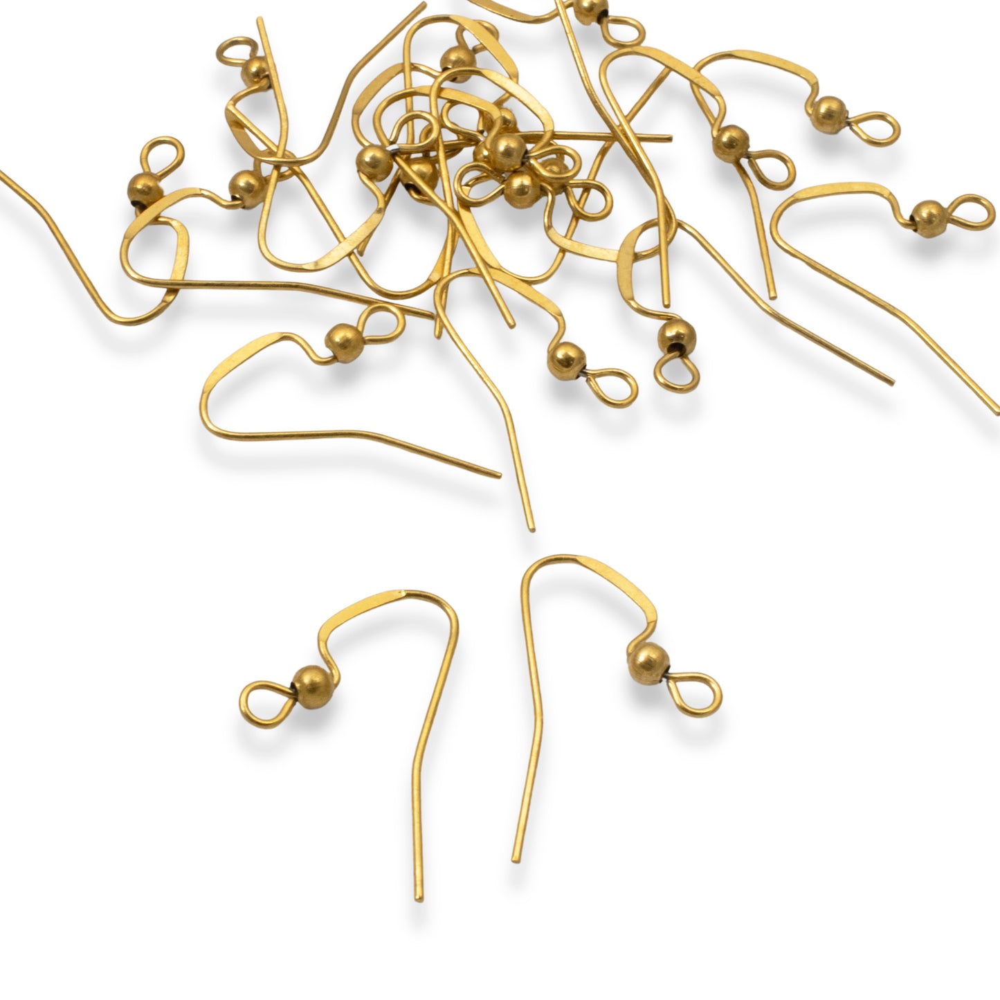 20 Gold-Plated Stainless Steel Ear Wires + 3mm Accent Bead - Long Earring Hooks