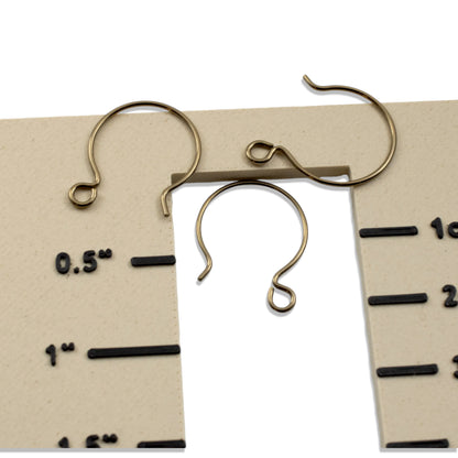 Antique Brass Niobium Circle Hoop Ear Wires, Hypoallergenic, USA Made, 10-Pack
