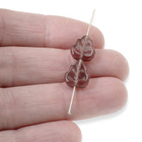 25 Birch Leaf Beads - Amethyst Czech Glass Leaves - Nature Jewelry