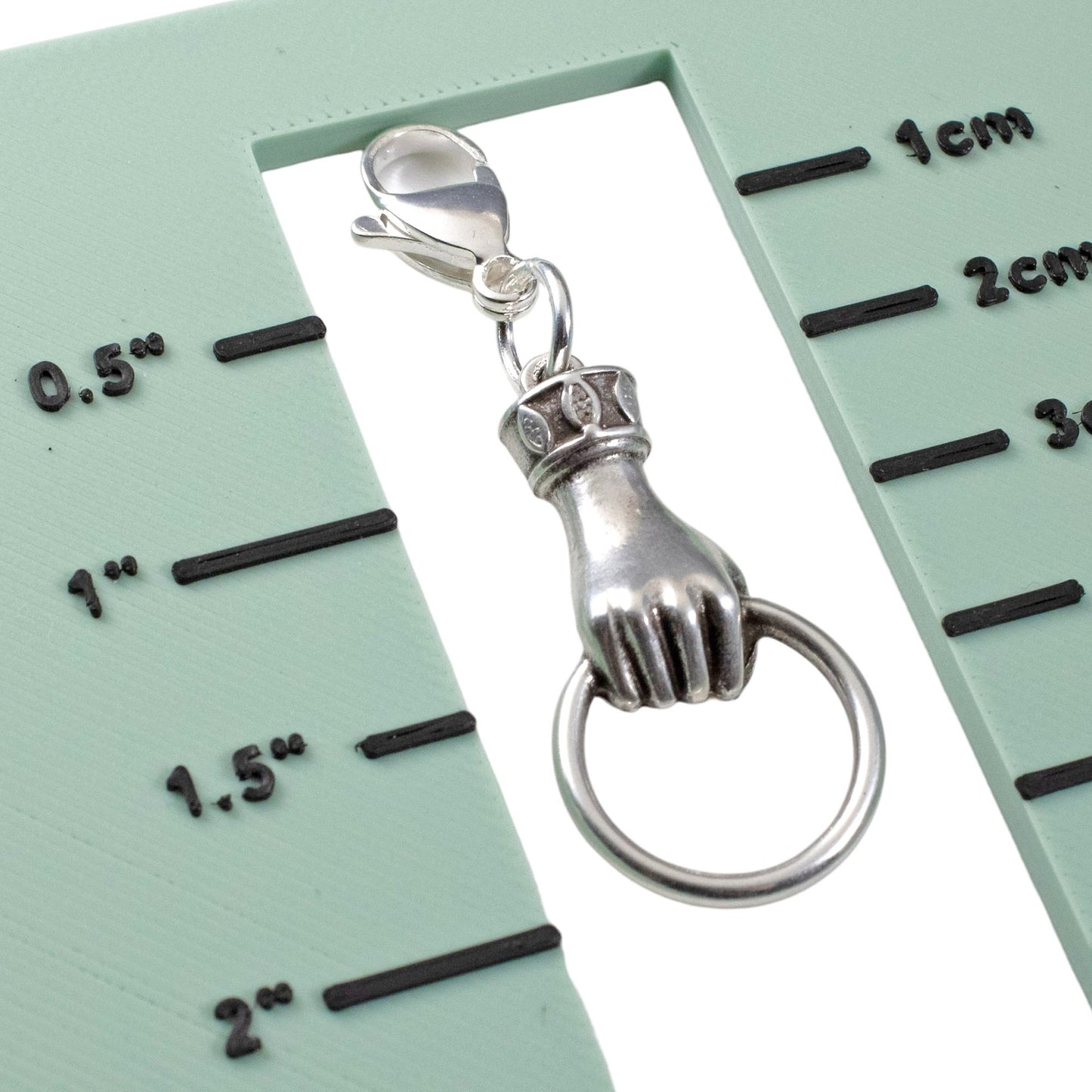 Silver Hand with Ring Clip-On Charm Holder Eyeglass Necklace Boho