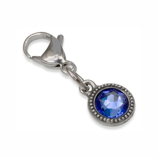 September Birthstone Clip-On Charm, Sapphire Crystal with Clip-On Design and Lobster Clasp, Unique Present for Birthday, Small Gift