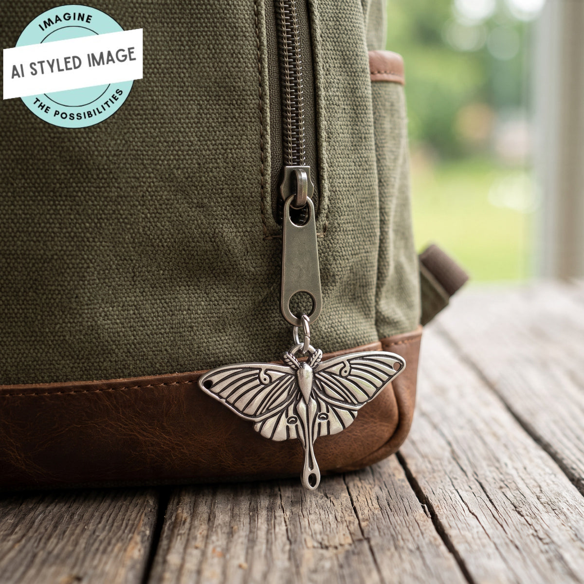 Silver Luna Moth Pendant 1Pc Nature-Inspired Link for Artful Jewelry-Making