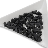 50 Matte Black Triangle Beads - Czech Glass - 6mm 2-Hole Tango Beads