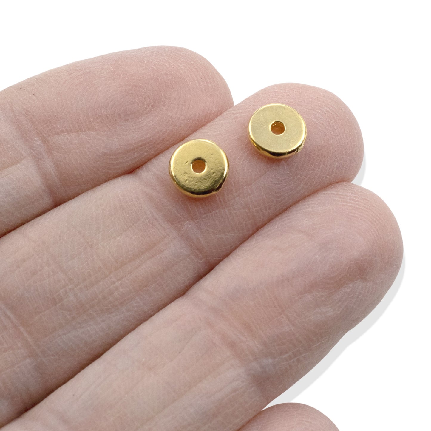 Gold Disk Spacer Beads 7mm: 24k Gold Plated Heishi 10-Pack Contemporary Design