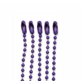 5-Pack Purple Ball Chain Necklaces - 30" Steel Bead Chains - 2.4mm #3 Dog Tags