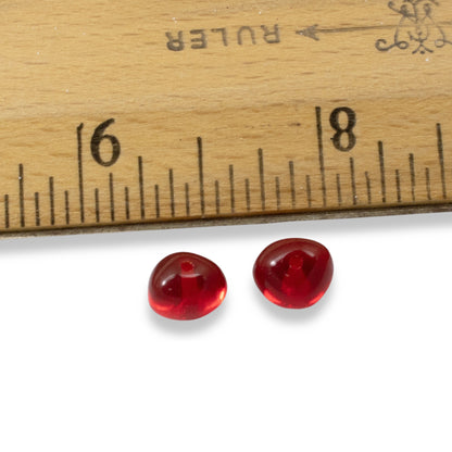 25 Siam Red Potato-Shaped Beads - Czech Glass - 6x8mm for Jewelry Making - Christmas & Holiday Supplies