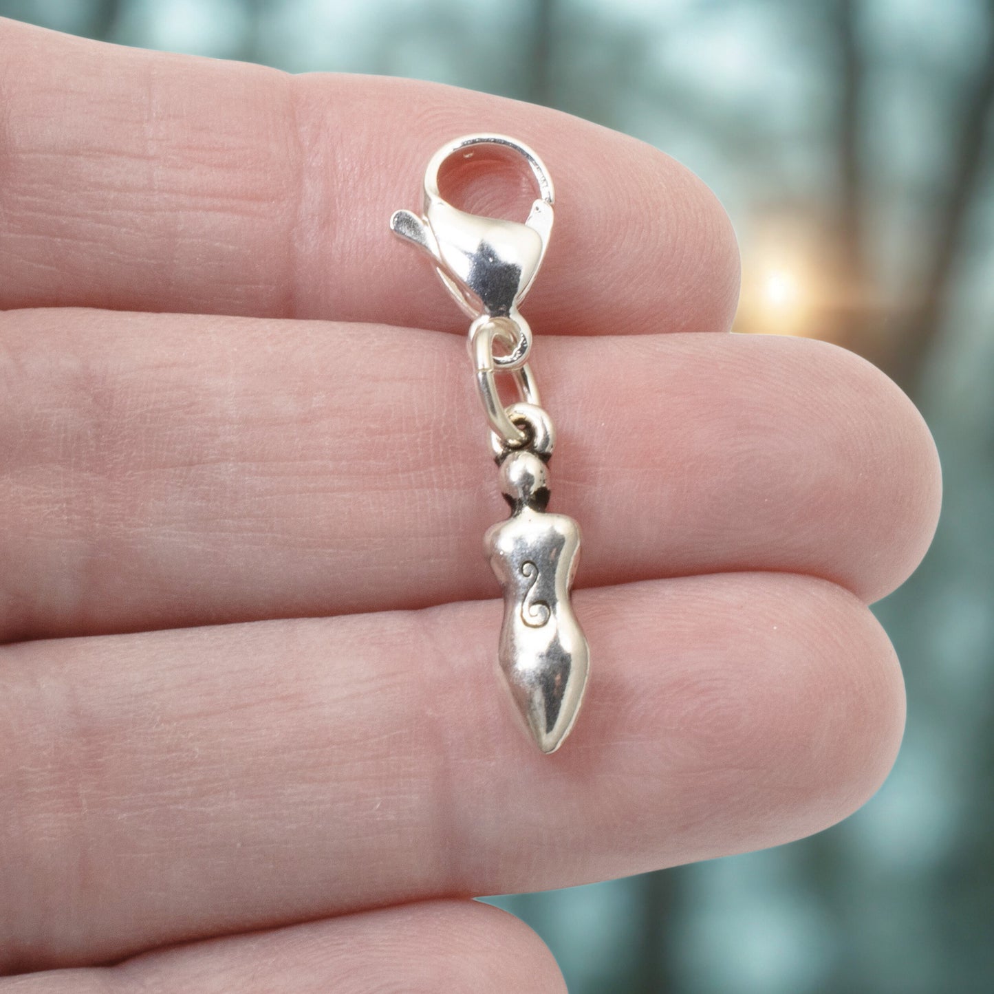 Silver Goddess Charm, Divine Feminine Jewelry, Spiritual Clip-On Accessory