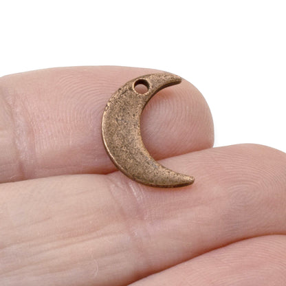 Celestial Moon Charms Antique Copper, 2Pc Crescent Metal Stamping Flat Tags