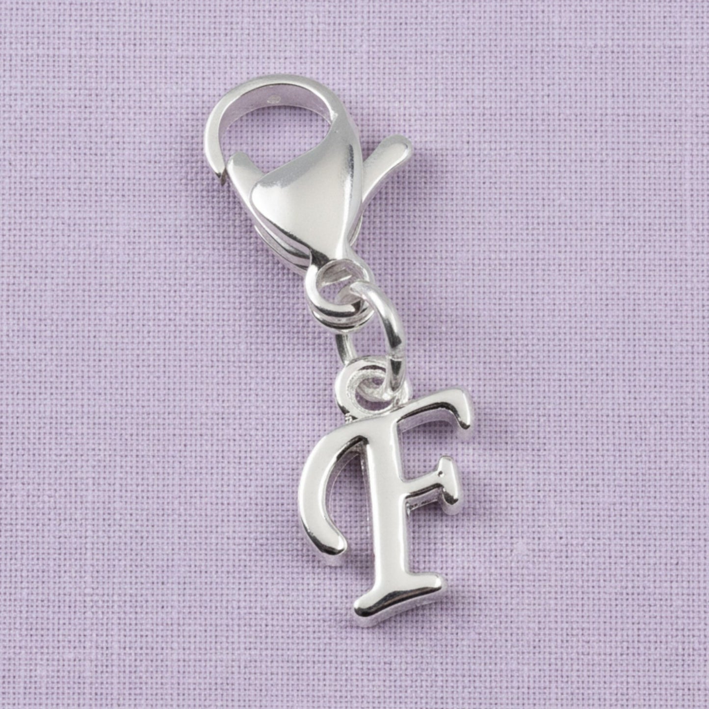Silver Cursive Letter F Clip On Charm: Script Initial Dangle Lobster Clasp Personalized Journal Bracelet