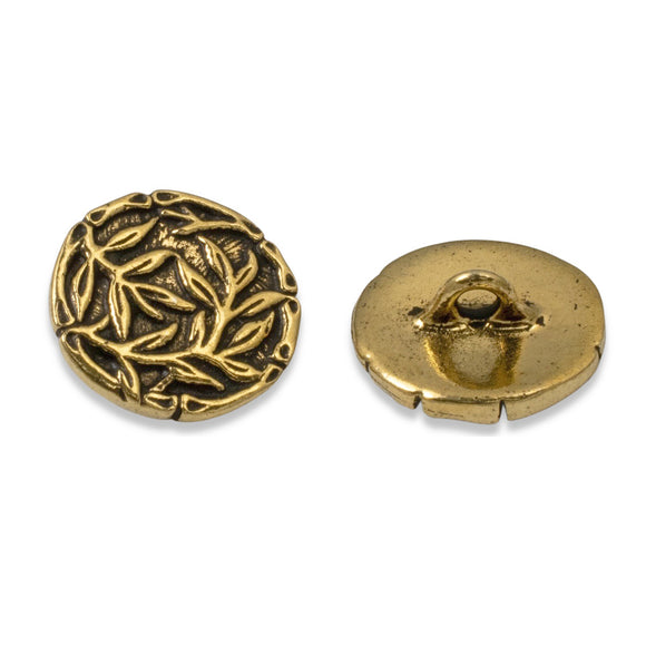 2 Gold Bamboo Buttons - TierraCast Buttons with Shank Back - Clasp for Leather Bracelets and Sewing