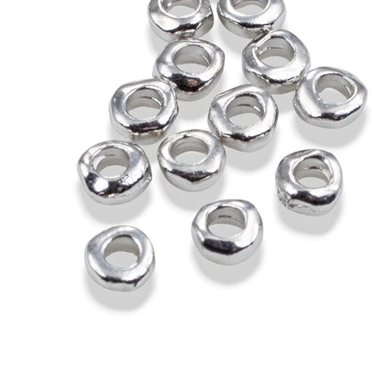 White Bronze 5mm Nugget Spacer Beads: 2mm Hole for Leather Crafting 20-Pack