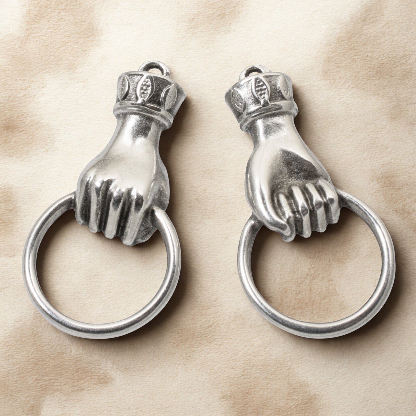 Hand Holding Ring Connector, Silver Customizable Charm Holder, Versatile 2-Pack