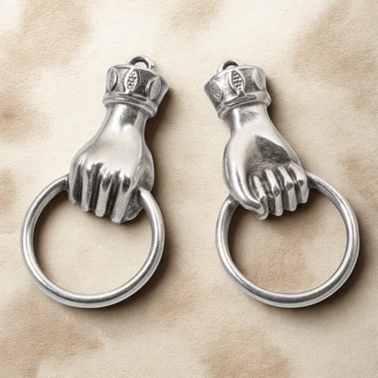 Hand Holding Ring Connector, Silver Customizable Charm Holder, Versatile 2-Pack