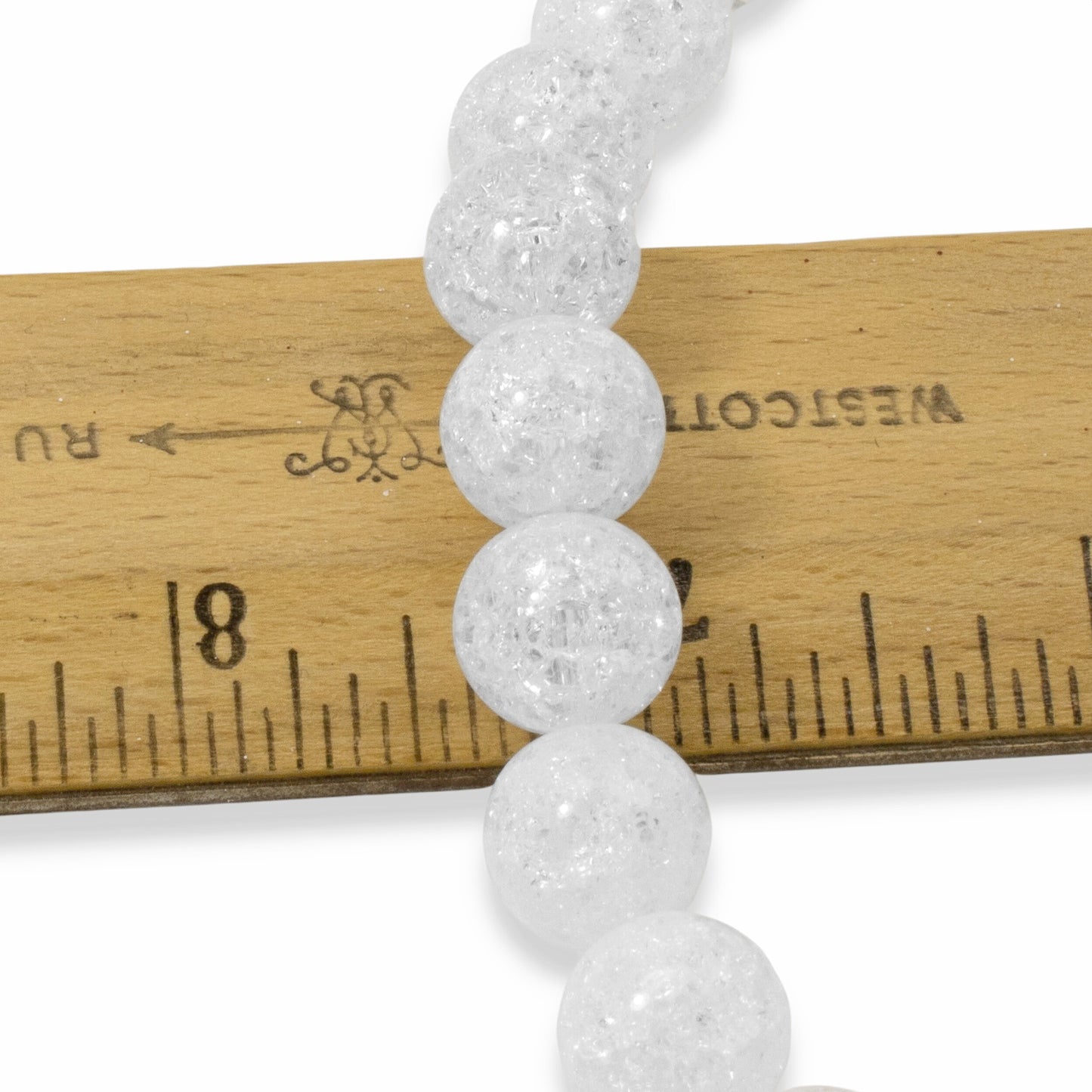 Large Winter Beads, 20-Pack White Crackle Glass 12mm, Bold Holiday Ornament DIY