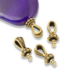 4 Sets of Gold Glueable Royal Bails and Beaded Caps for Large Hole Beads