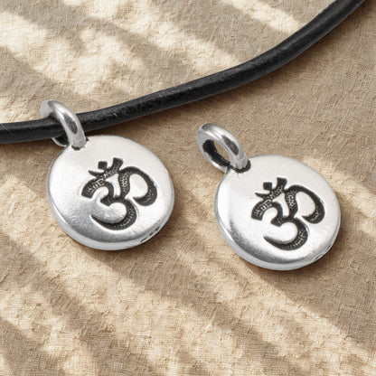 Om Charms Silver 2 Pack, TierraCast Hindu Yoga Meditation, Small Projects Spiritual Pendants, DIY Gifts