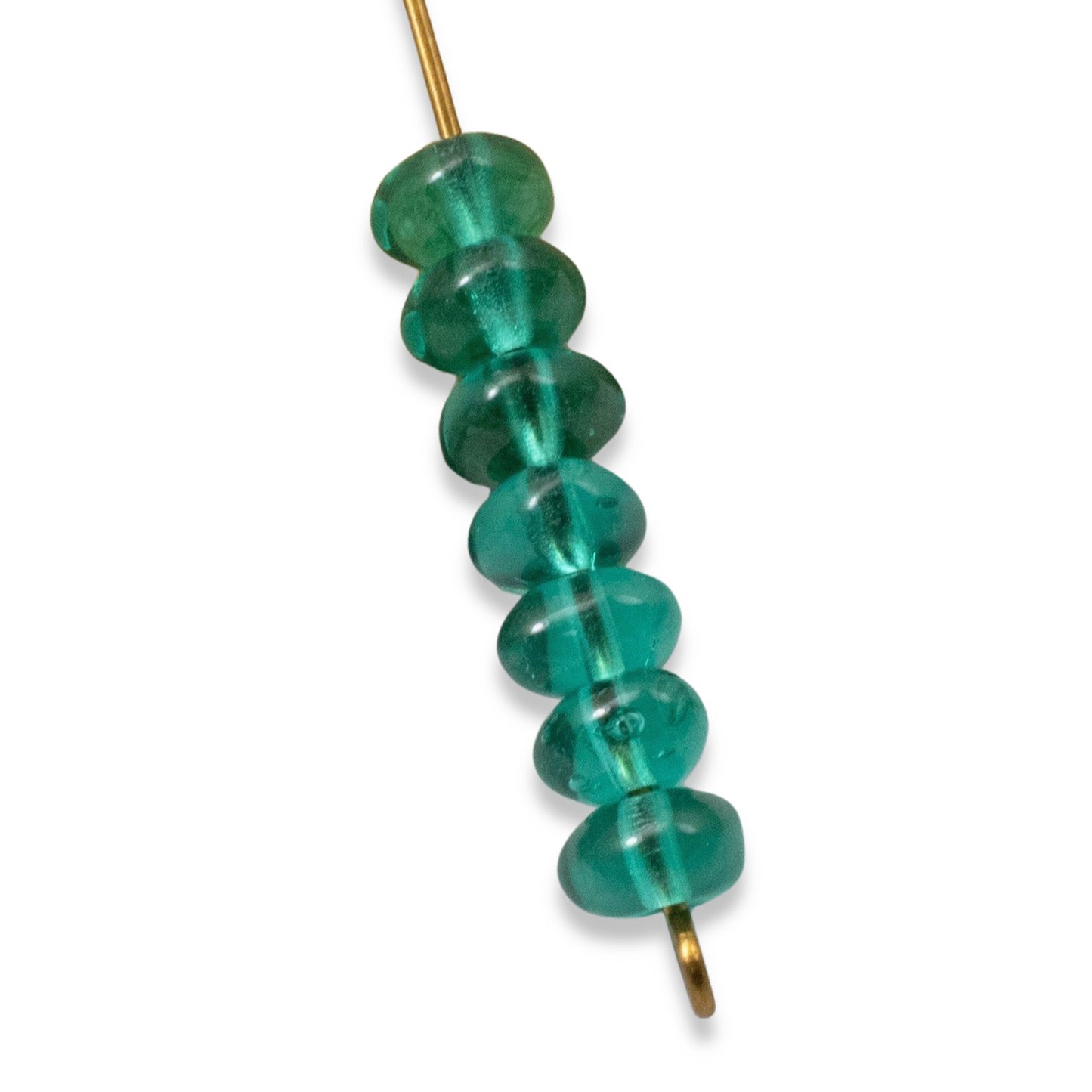 50 Teal Green Potato-Shaped Beads - Czech Glass - 4x6mm for Jewelry Making