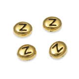 4 Gold Letter "Z" Alphabet Beads, TierraCast Oval Initial Beads for DIY Jewelry