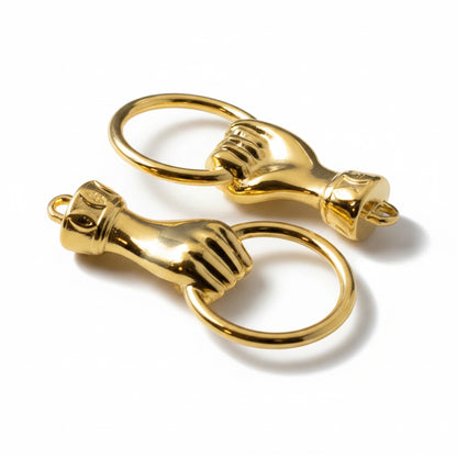 Hand Holding Ring Connector Gold Plated: Charm Holder Boho Pendant 2-Pack