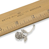12 Rose Pendants, Silver Metal Long Stem Flower Charms for Jewelry Making