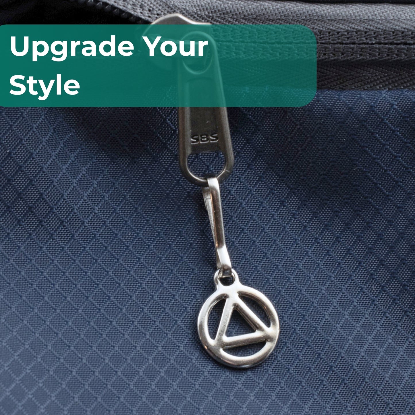 Recovery Silver Triangle Zipper Charm , Sobriety Clip-On, Inspirational Symbol Gift