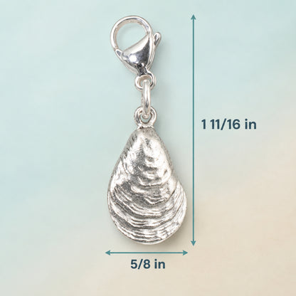 Silver Oyster Clip-On Charm: Coastal Beach Jewelry Necklace Summer Accessory