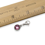 October Birthstone Clip-On Charm, Rose Pink Crystal with Clip-On Design and Lobster Clasp, Unique Present for Birthday, Small Gift Idea