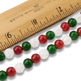 48/Pkg Red, Green & White 8mm Crackle Glass Beads | Christmas Bead Mix