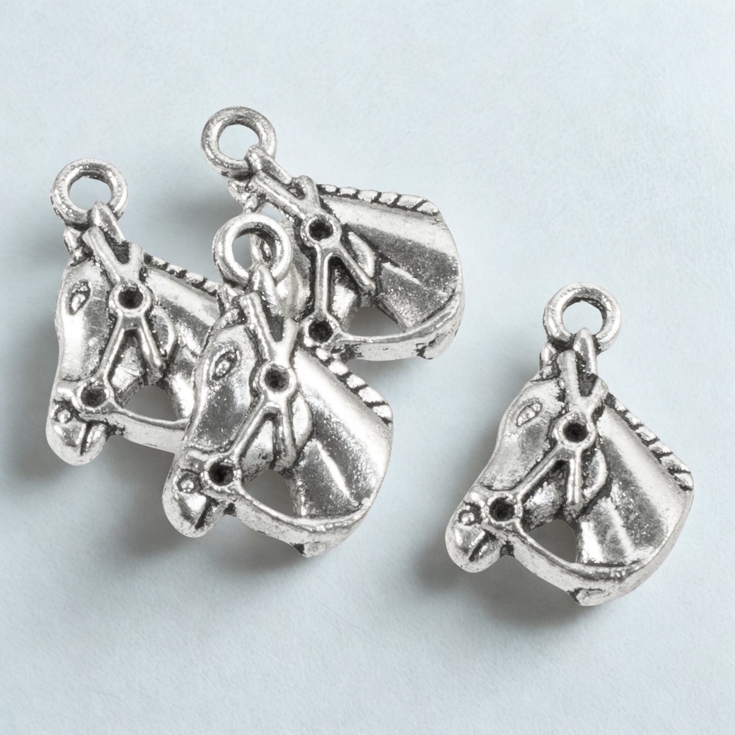 15 Silver Horse Charms - Cowboy Rodeo Pendants - DIY Western Jewelry-Making
