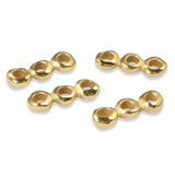 4 Gold Nugget 3-Hole Bars 5mm, TierraCast Spacers for Multi-Strand Jewelry