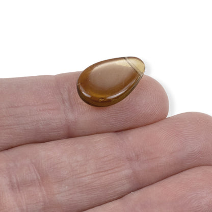 12 Smoke Topaz Czech Glass Teardrop Beads: Tip Drilled 12x18mm Flat Pear Pendant Loose, Warm Neutral Autumn Jewelry Supply