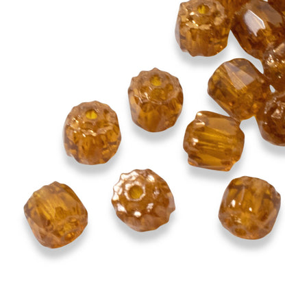 Topaz Faceted 6mm Crown Cathedral Beads, 25-Pack Czech Glass, Premium Jewelry Making Supplies