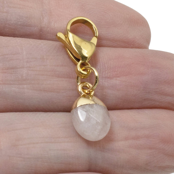 Dainty Rose Quartz Clip-on Charm - Pale Pink Bag Charm - Jewelry Accessory