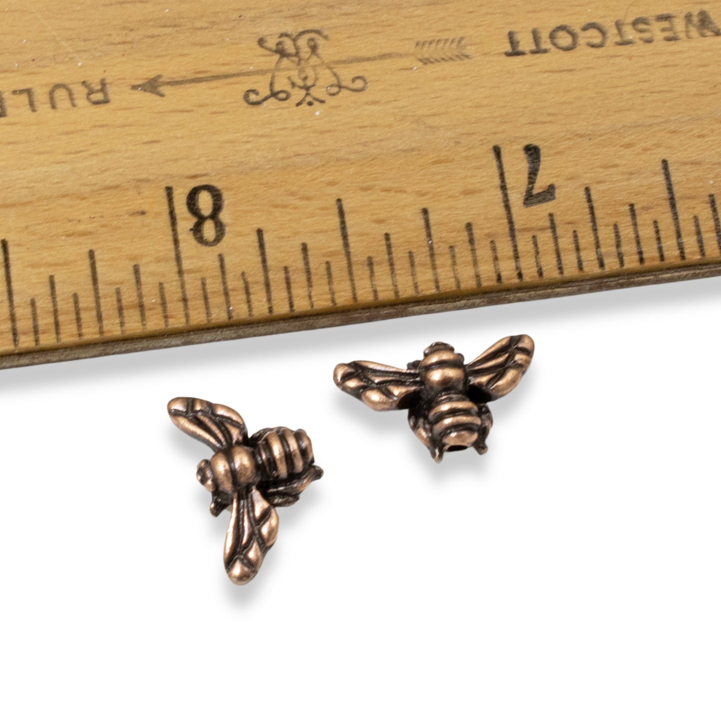 4 Copper Honey Bee Beads, Double-Sided TierraCast Insect Jewelry Making Supplies