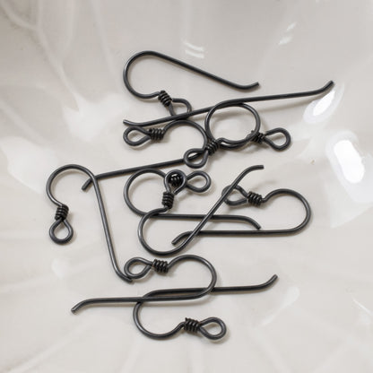 10-Pack Black Niobium Ear Wires + Black Coil Accent - Hypoallergenic Earring Hooks