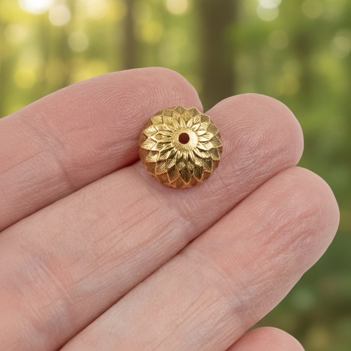 Gold Acorn Bead Caps: Antiqued 4-Pack Fits 12mm Beads Nunn Design Fall Jewelry
