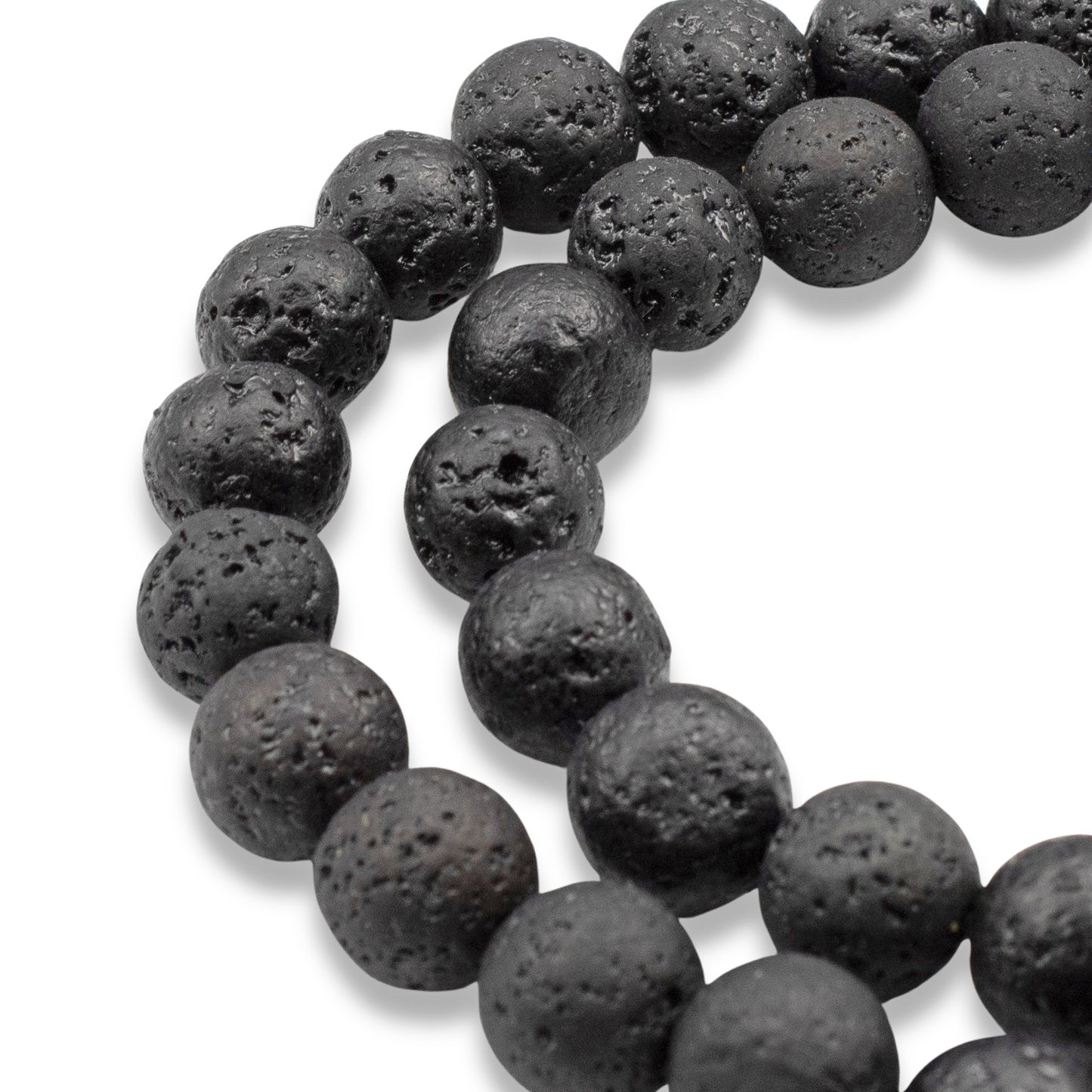 Black Lava Rock Beads 10mm: Natural Volcanic Stone, Round Textured Beads, 15" Strand