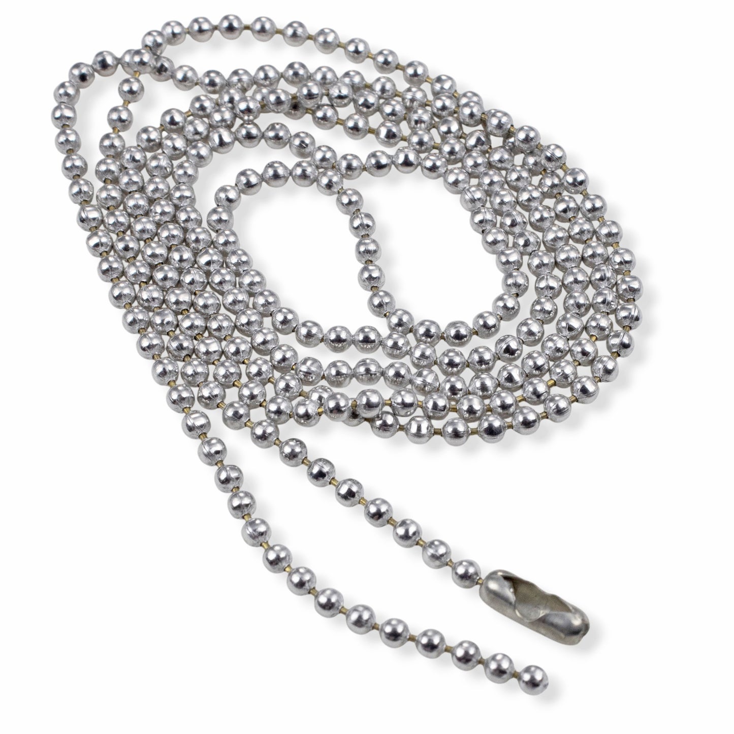 Aluminum Ball Chain Necklaces: 30 Inch Dog Tag Style Pendant Chain Silver 10-Pack