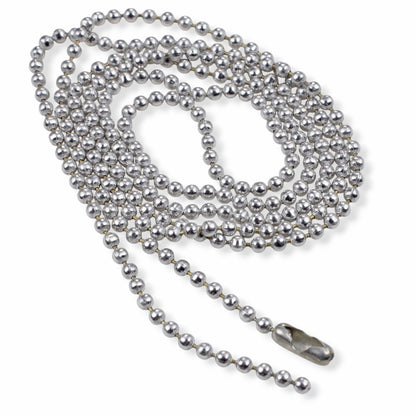 Aluminum Ball Chain Necklaces: 30 Inch Dog Tag Style Pendant Chain Silver 10-Pack