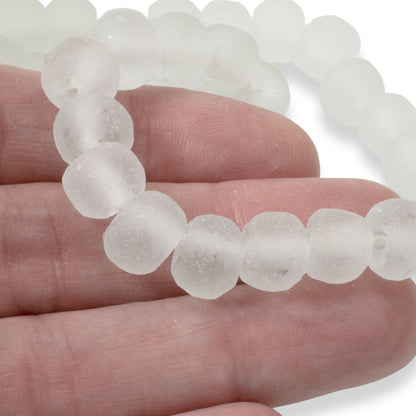 40 Earthy Seafoam Green Glass Beads, Recycled Rustic Style - Boho Jewelry Design