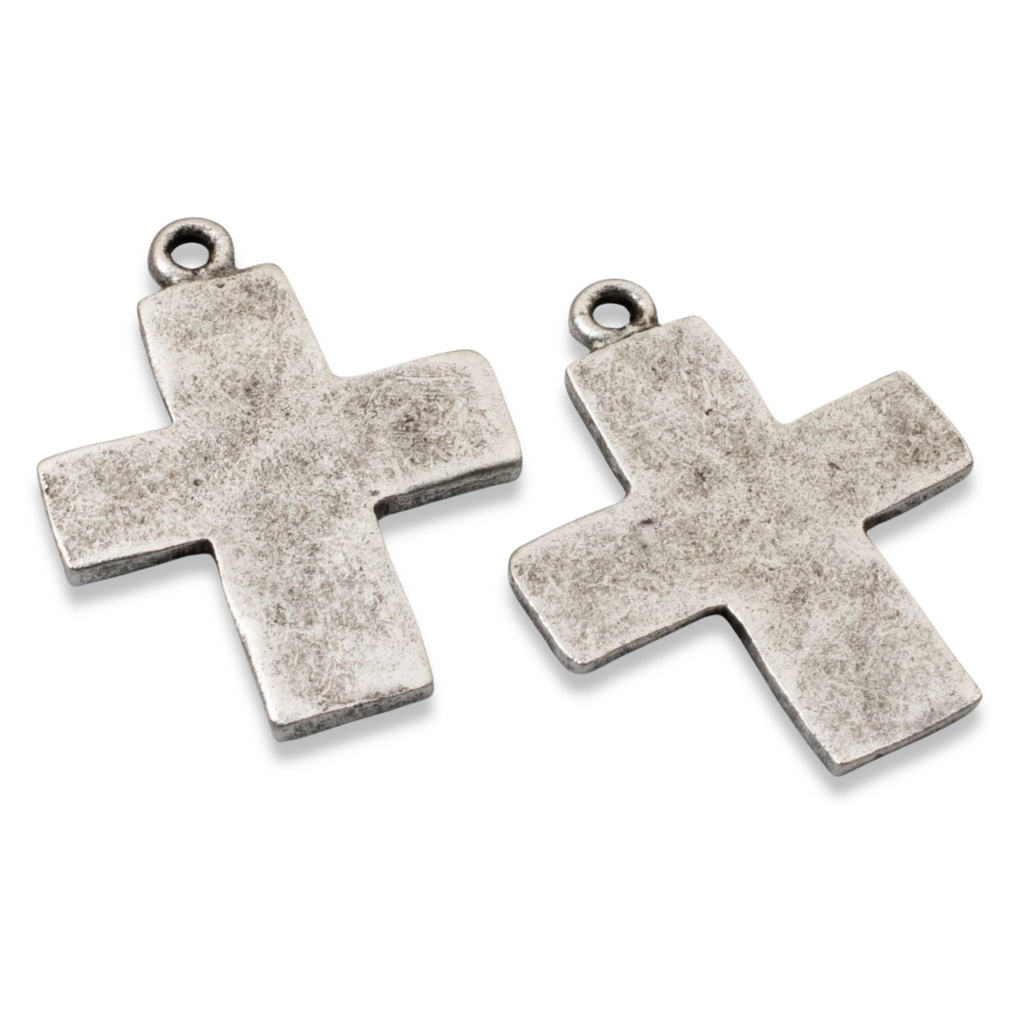 Hammered Cross Charms Antique Silver 2-Pack, Premium Nunn Design USA Made